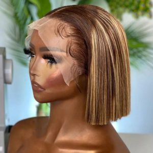 13*4 DD Piano Straight Full Frontal Lace Wig Glueless 8inch